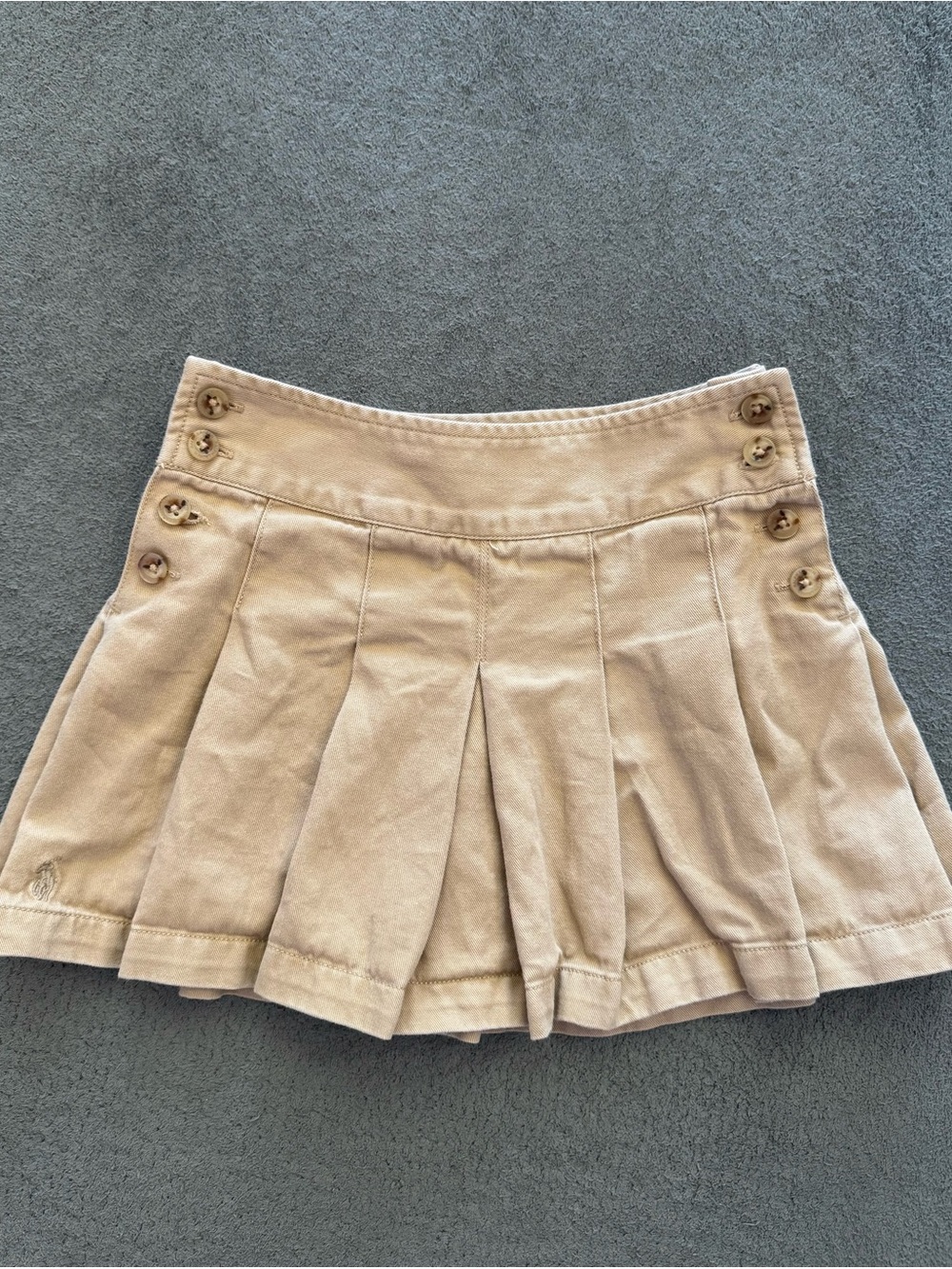 Polo Ralph Lauren Girls Size 3 Khaki Pleated Cotton Skirt Adjustable Waist